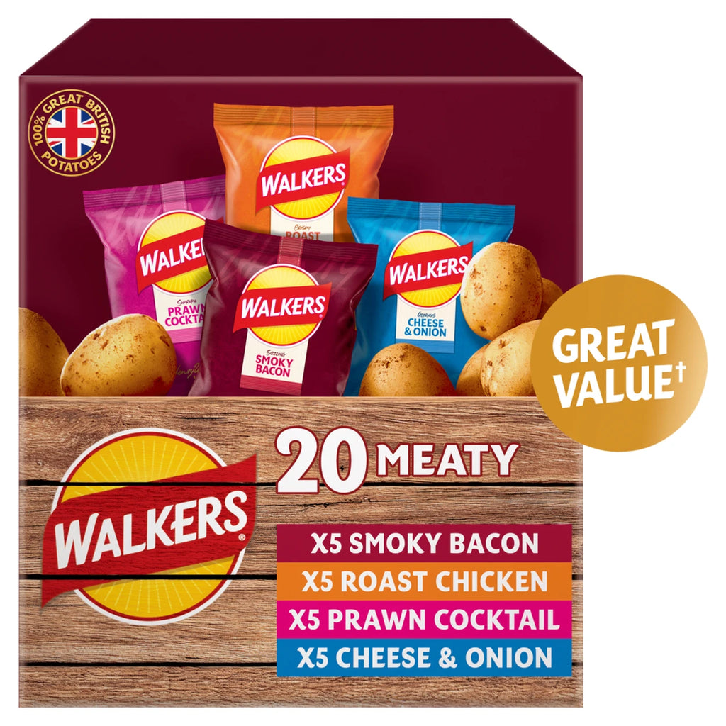 Walkers Meaty Variety Multipack Crisps Box 20x25g*