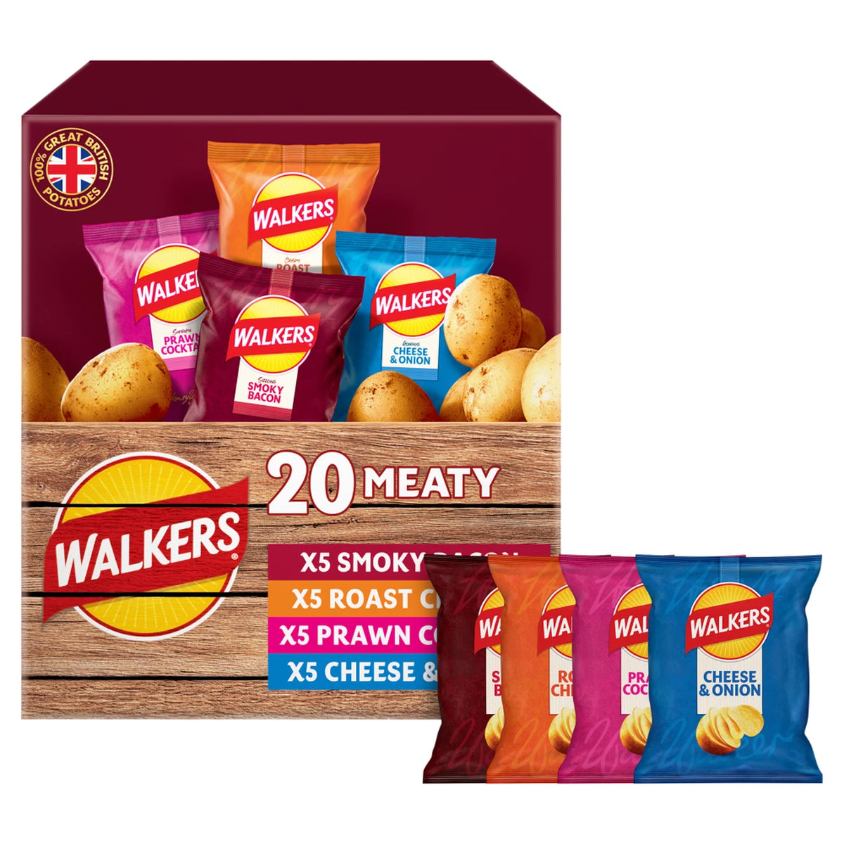 Walkers Meaty Variety Multipack Crisps Box 20x25g*