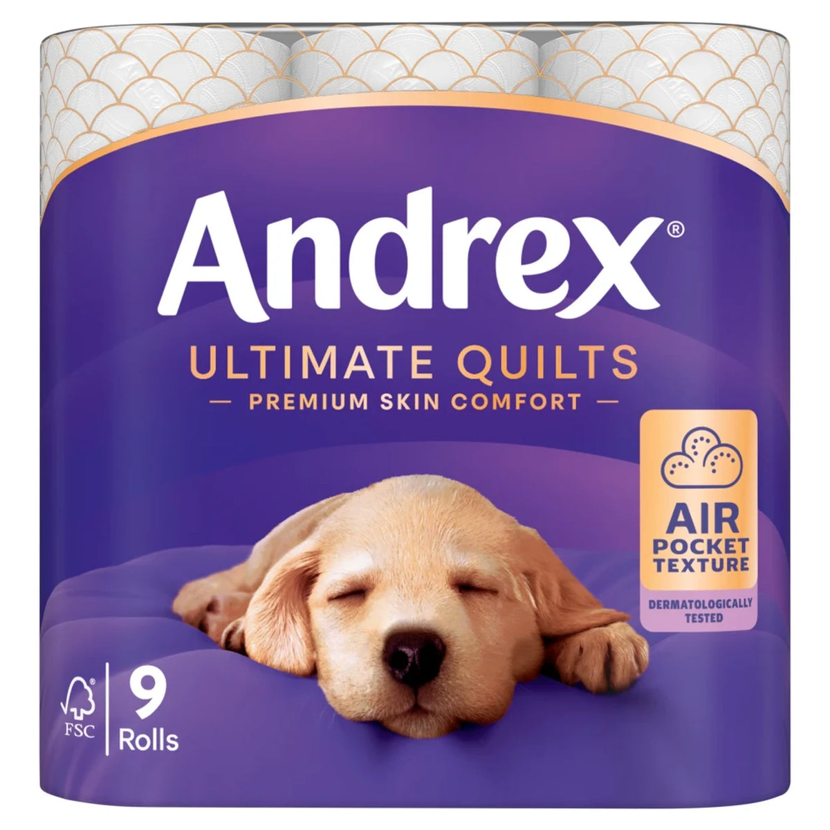 Andrex Ultimate Quilts Toilet Tissue, 3-Ply, 9 Mega Rolls