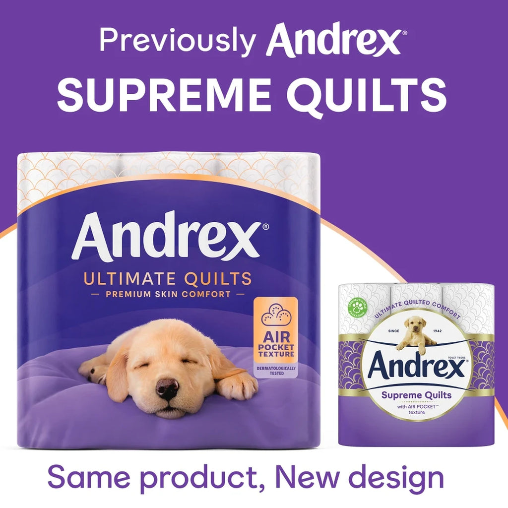 Andrex Ultimate Quilts Toilet Tissue, 3-Ply, 9 Mega Rolls