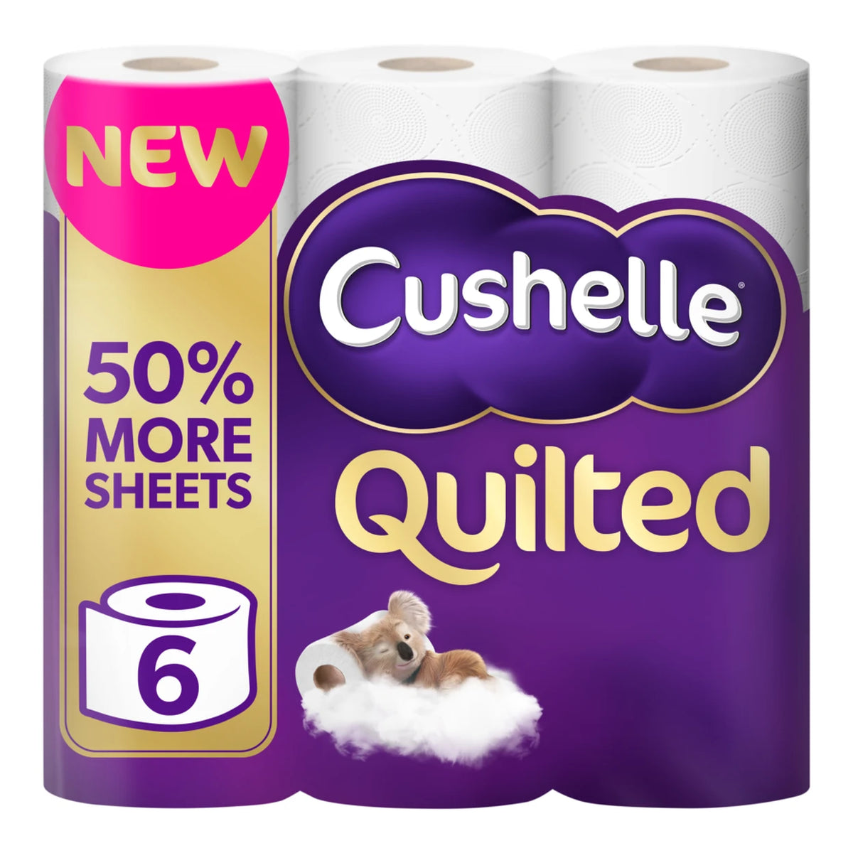 Cushelle Quilted Toilet Tissue 3 Ply 6 Rolls 1,416 Sheets Soft & Strong (236)