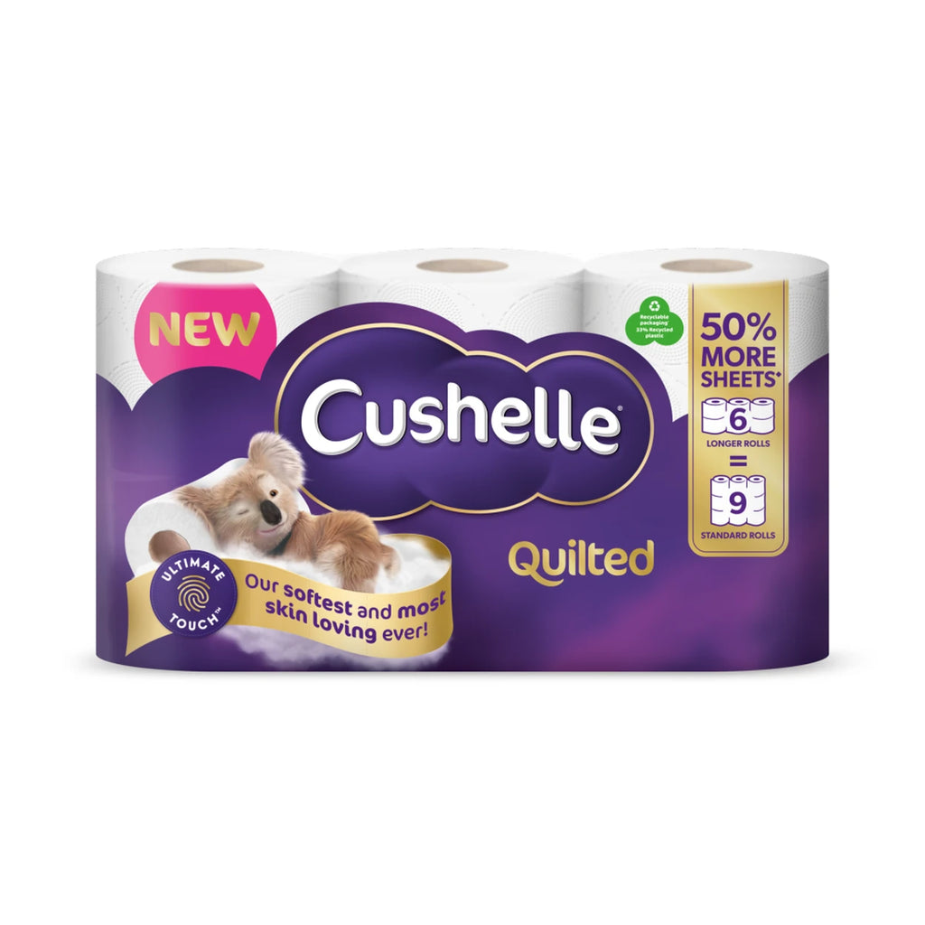 Cushelle Quilted Toilet Tissue 3 Ply 6 Rolls 1,416 Sheets Soft & Strong (236)