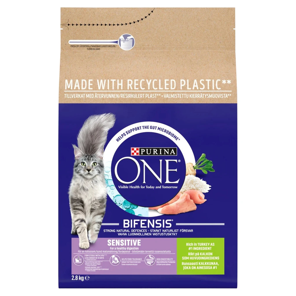 Purina One Sensitive Dry Cat Food With Turkey & Rice 2.8kg