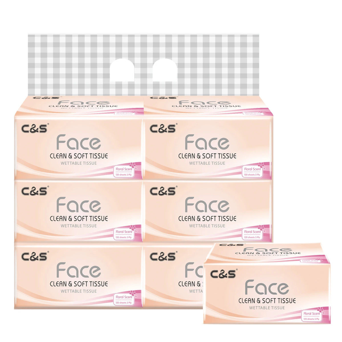 【Back-to-School】C&S Facial Tissues， Floral Scent，3-Ply， 720 Sheets (120 Sheets * 6 Packs)， Family Sharing Pack， Economical