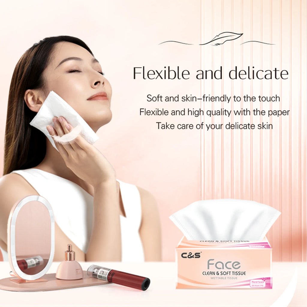 【Back-to-School】C&S Facial Tissues， Floral Scent，3-Ply， 720 Sheets (120 Sheets * 6 Packs)， Family Sharing Pack， Economical