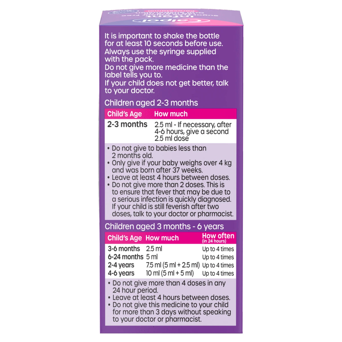 Calpol Infant Sugar & Colour-Free Oral Suspension 2+ Months 100ml