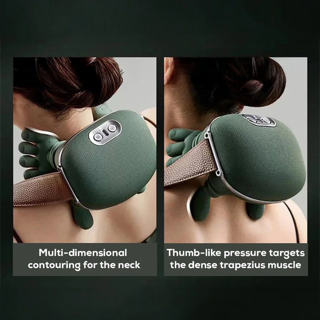 Hand Shaped Neck & Shoulder Massager Deep Tissue Tool USB-C Adjustable Strap Pro