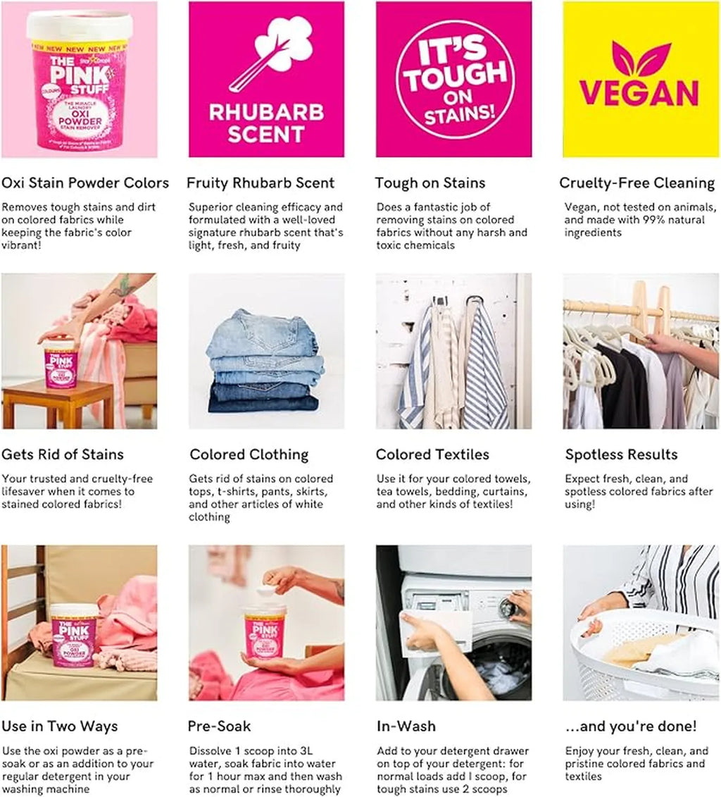 Star Drops The Pink Stuff The Miracle Laundry Oxi Powder Stain Remover Colours 1kg