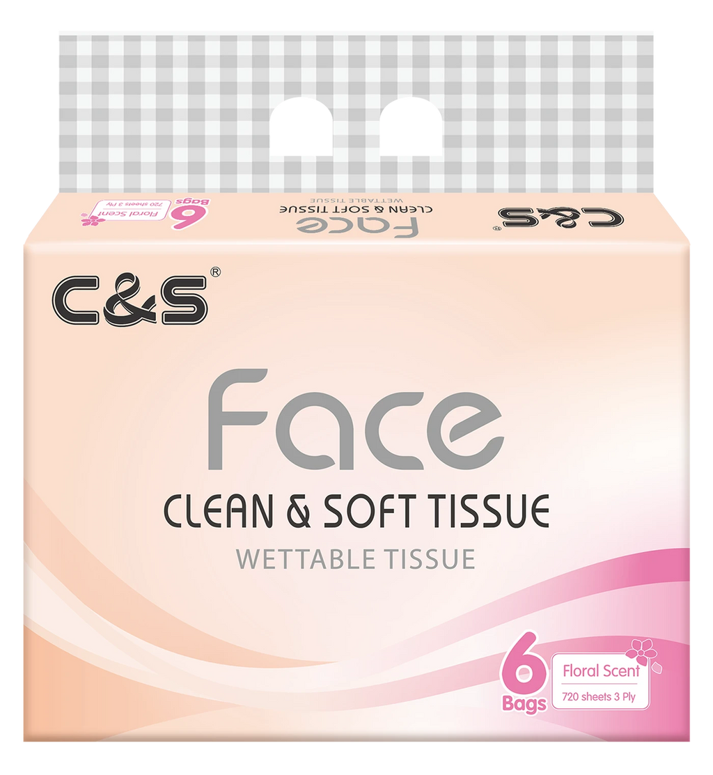 【Back-to-School】C&S Facial Tissues， Floral Scent，3-Ply， 720 Sheets (120 Sheets * 6 Packs)， Family Sharing Pack， Economical