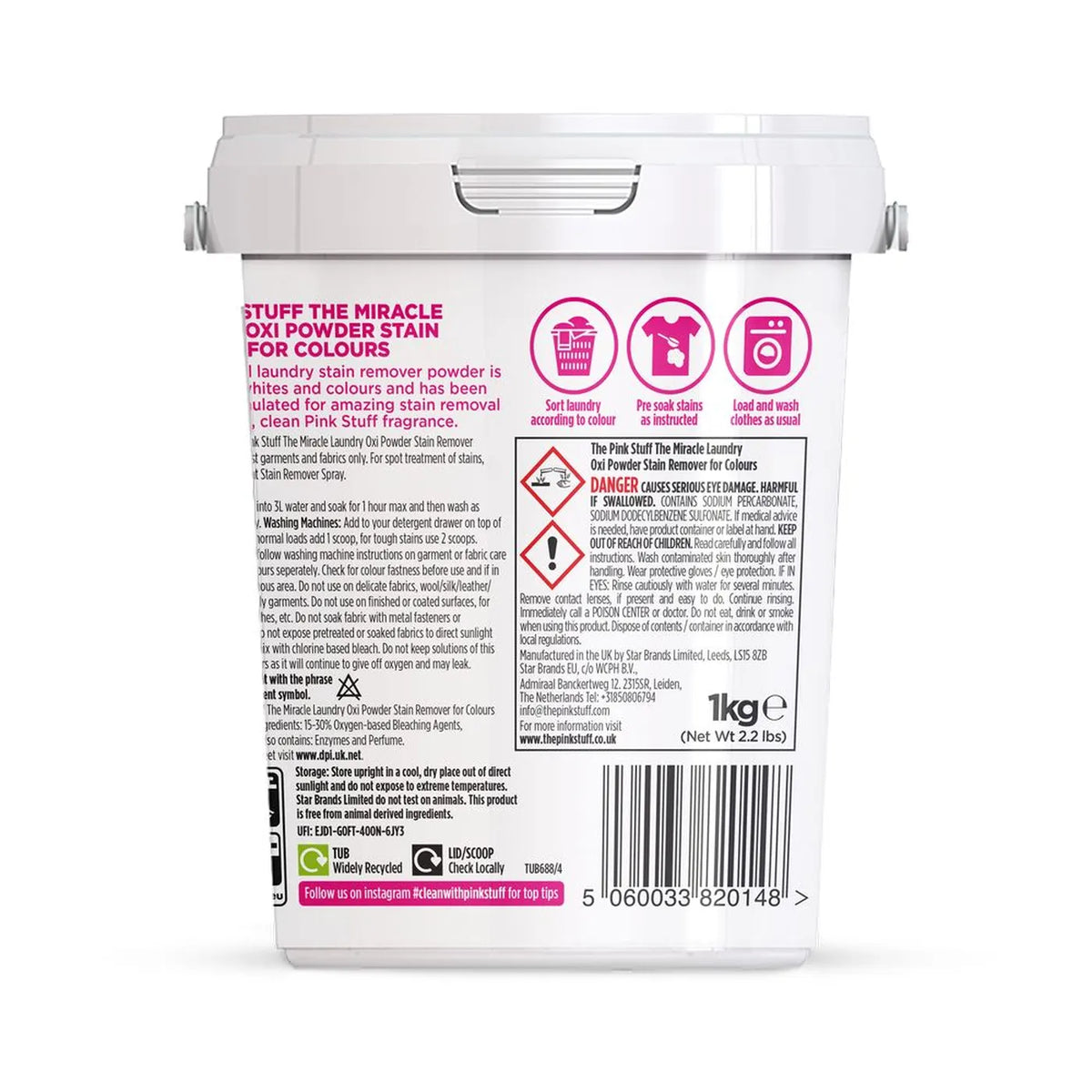 Star Drops The Pink Stuff The Miracle Laundry Oxi Powder Stain Remover Colours 1kg