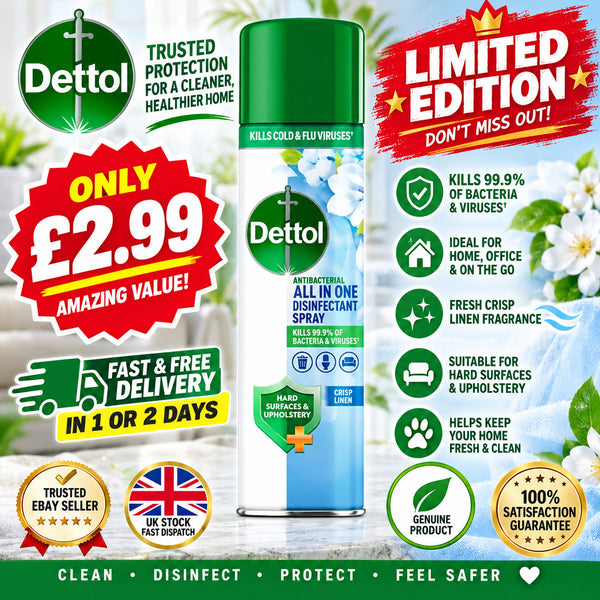 Dettol All-In-One Disinfectant Spray, Crisp Linen, 300ml